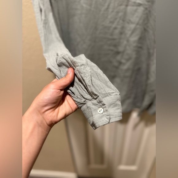 Bohme Sammi Breezy Textured Gauzy Button Up Shirt Beachy Lagenlook , Small - Picture 4 of 7